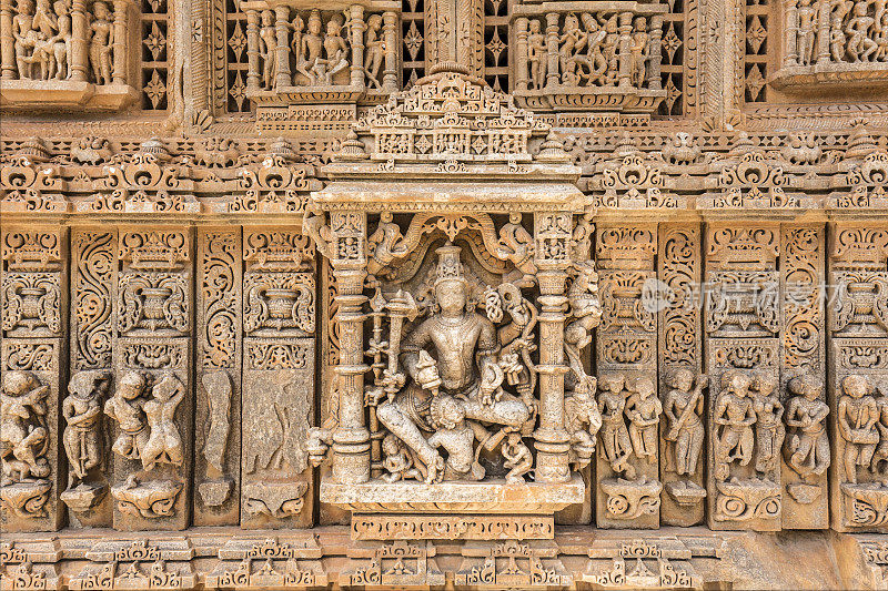 印度纳格达的Sahastra Bahu寺庙石雕人像